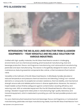 Glass-Lined Lab Reactors in Canada & USA | PFG GlassKem Inc.
