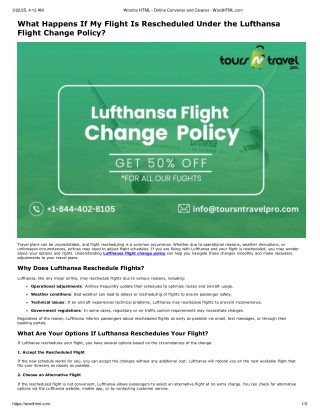 What happens if my flight is rescheduled under the Lufthansa flight change polic