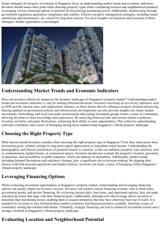 Smart Strategies for Singapore Property Investment