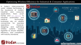 Optimizing Wireless Efficiency for Industrial & Consumer Applications