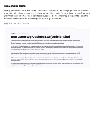 non gamstop casinos