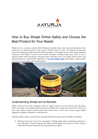 How to Buy Shilajit Online Safely and Choose the Best Product for Your Needs - Aayurja - Feb'25