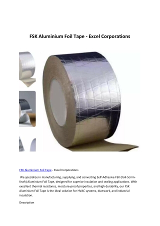 FSK Aluminium Foil Tape - Excel Corporations