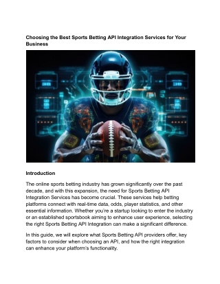 Choosing the Best Sports Betting API Integration Services for Your Business