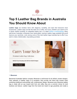Top 5 Leather Bag Brands in Australia