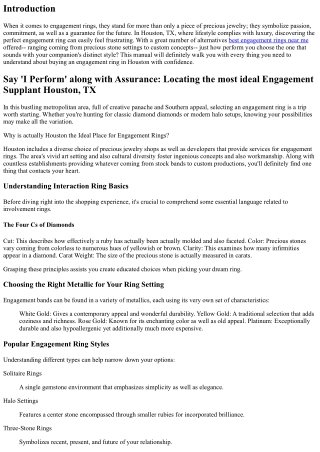 Say 'I Perform' along with Peace of mind: Finding the greatest Engagement Rings