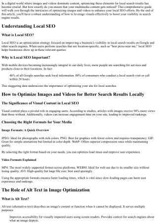 How to Optimize Images and Videos for Better Search Results Locally