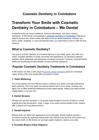 Cosmetic Dentistry in Coimbatore