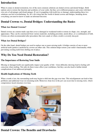 Dental Crowns vs. Dental Bridges: Which Solution is Right for You?
