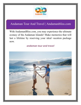 Andaman Tour And Travel | Andamanbliss.com