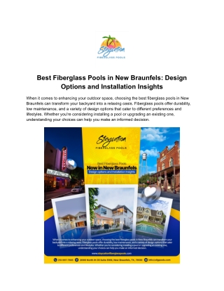 Best Fiberglass Pools in New Braunfels- Design Options and Installation Insights