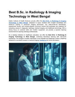 best b sc in radiology imaging technology in west