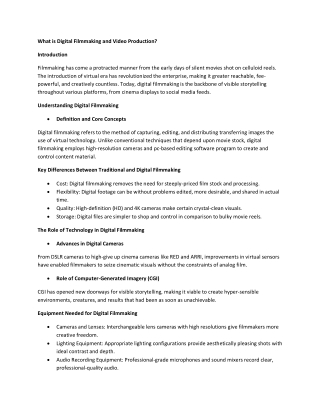 what is digital filmmaking and video production