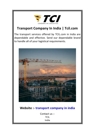 Transport Company In India  Tcil.com