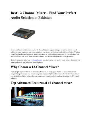 Best 12 Channel Mixer — Find Your Perfect Audio Solution in Pakistan