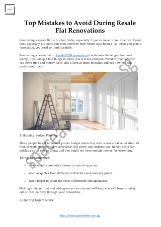 Top Mistakes to Avoid During Resale Flat Renovations