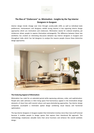 Cluttercore vs. Minimalism | Top Interior Designers Gurgaon