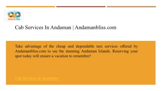 Cab Services In Andaman | Andamanbliss.com