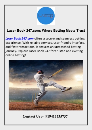 Laser Book 247.com: Where Betting Meets Reliability