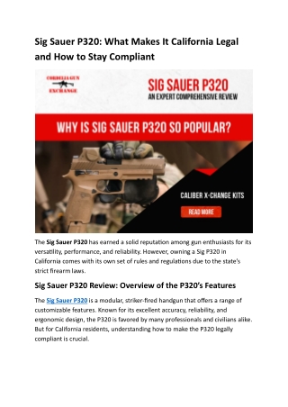 Sig Sauer P320 What Makes It California Legal and How to Stay Compliant
