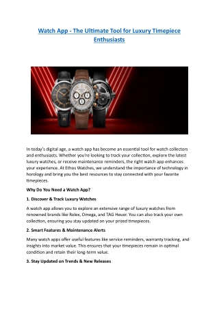 watch app the ultimate tool for luxury timepiece