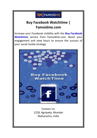 Buy Facebook Watchtime  Famoidme.com