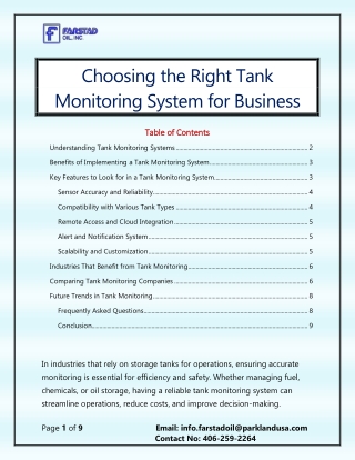 choosing the right tank monitoring system