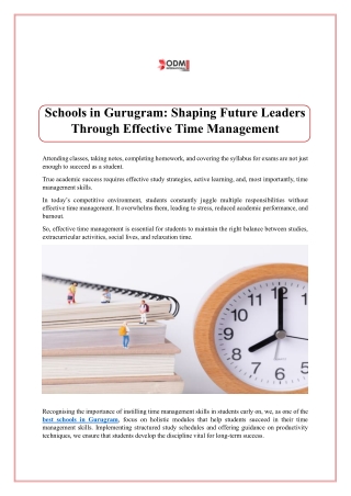 Schools in Gurugram Shaping Future Leaders Through Effective Time Management