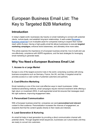 european business email list the key to targeted