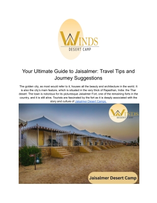 Your Ultimate Guide to Jaisalmer_ Travel Tips and Journey Suggestions