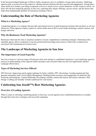 Celebrating San Jose’s Best Marketing Agencies