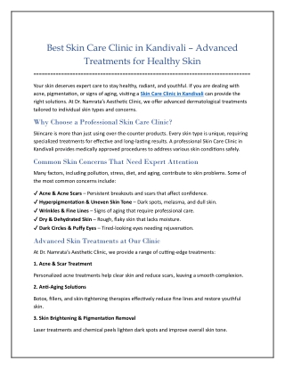 Skin Care Clinic in Kandivali