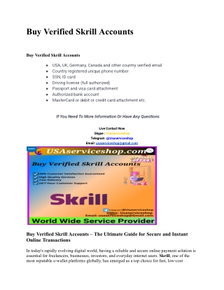 How to buy verified Skrill accounts in 2024-2025