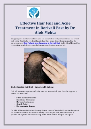 Get Expert Hair Fall and Acne Treatment in Borivali East | Dr. Alok Mehta