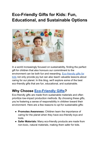 Eco-Friendly Gifts for Kids_ Fun, Educational, and Sustainable Options