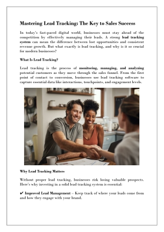 Commence Perfects Lead Tracking for Sales Teams