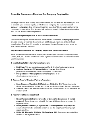 Essential Documents Required for Company Registration