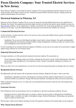 paxos electric company your trusted electric