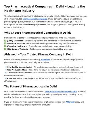 Find the Best Pharma Companies Near Me for Quality Healthcare Solutions |