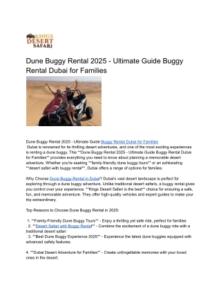 Dune Buggy Rental 2025 - Ultimate Guide Buggy Rental Dubai for Families