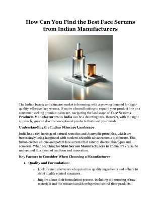 How Can You Find the Best Face Serums from Indian Manufacturers