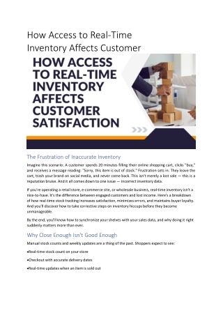 how access to real time inventory affects