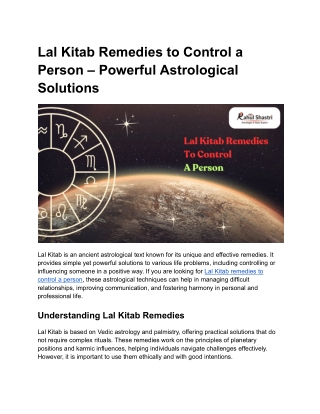 Lal Kitab Remedies to Control a Person – Powerful Astrological Solutions - Google Docs