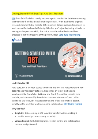 getting started with dbt tips and best practices