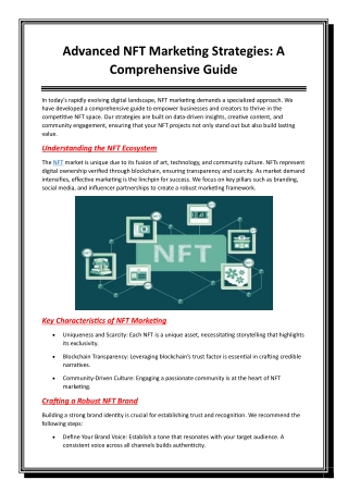 advanced nft marketing strategies a comprehensive