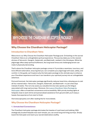 Why Choose the Chardham Helicopter Package