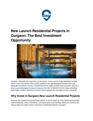 New Launch Residential Projects in Gurgaon_ The Best Investment Opportunity