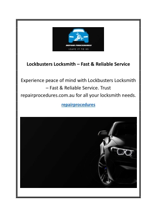 lockbusters locksmith fast reliable service
