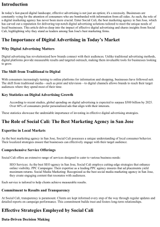 The Impact of Effective Digital Advertising - Insights from Social Cali, San Jos