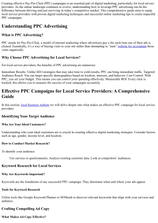 Effective PPC Campaigns for Local Service Providers: A Comprehensive Guide